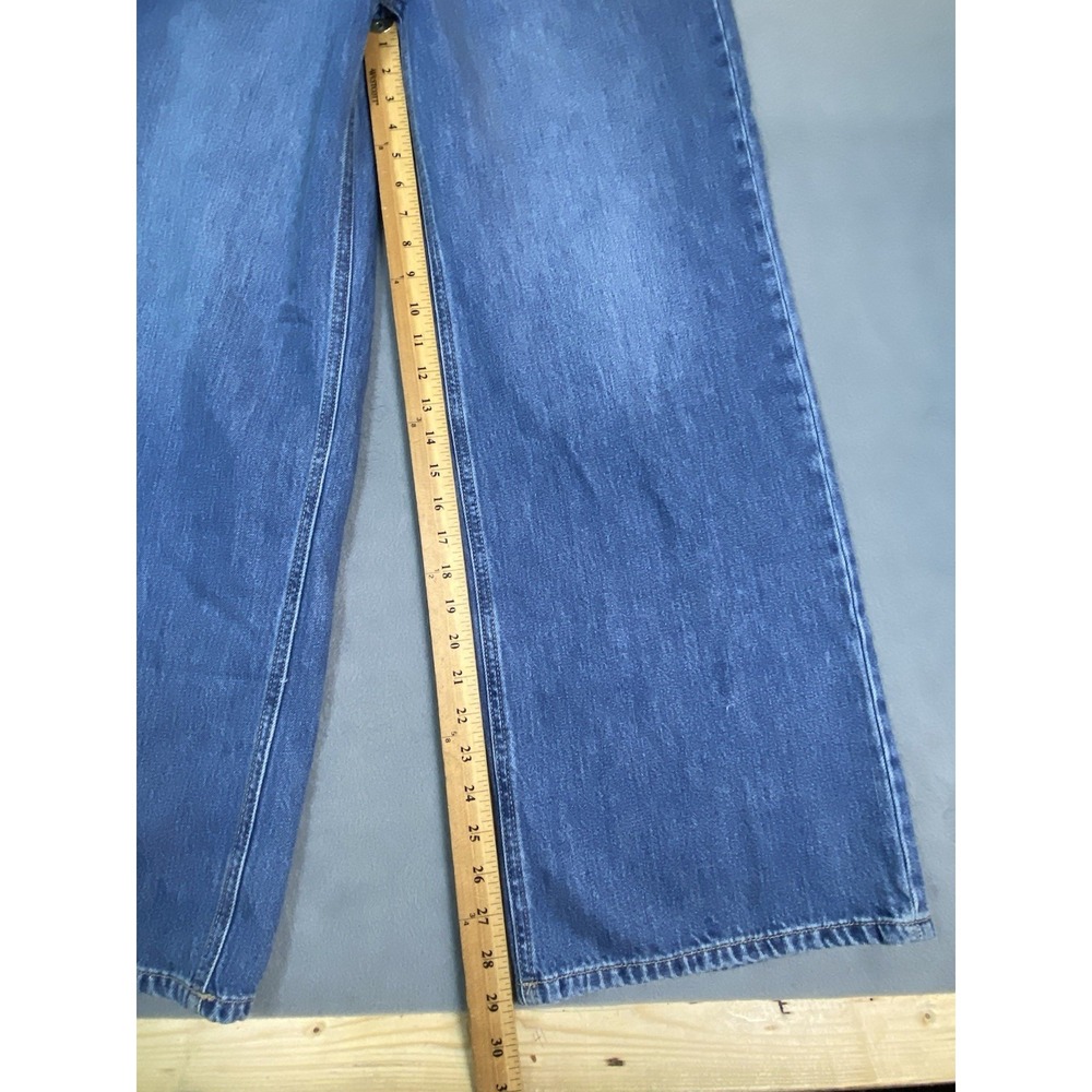 NWT Zenana Women's Size 31 High Rise Wide Leg Baggy Jeans Whiskered Med Wash - Picture 2 of 13